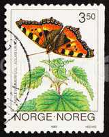Postage stamp Norway 1993 Small Tortoiseshell, Aglais Urticae, B