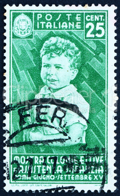 Postage stamp Italy 1937 Child Holding Wheat