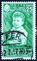 Postage stamp Italy 1937 Child Holding Wheat