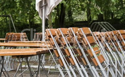 Biergarten in der Vorsaison