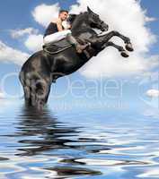 rearing horse in the water
