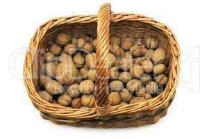 Wicker basket with nuts