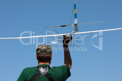 Man launches into the sky RC glider