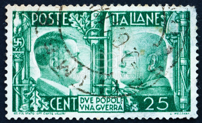 Postage stamp Italy 1941 Adolf Hitler and Benito Mussolini