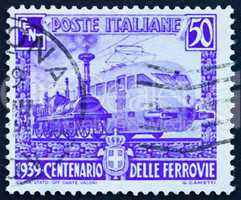 Postage stamp Italy 1939 Steam Engine and Electric Engine