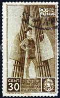 Postage stamp Italy 1937 Child and Fasces