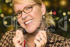 Blonde Woman Wearing Glasses in the City Lights