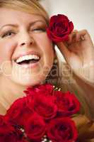Woman with a Bunch of Red Roses.
