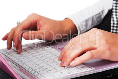 woman's  hands on laptop