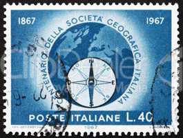 Postage stamp Italy 1967 Globe and Compass Rose