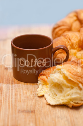 fresh baked french croissant brioche on wood board