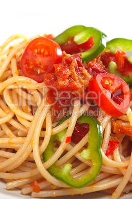 spicy italian pasta tomato and chili peppers sauce