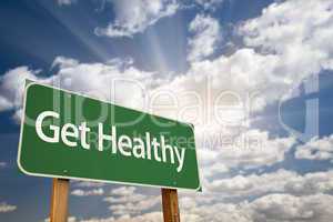 Get Healthy Green Road Sign and Clouds
