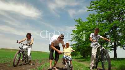 Family Riding Bicycles