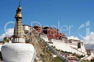 Landmark of the famous Potala Palace in Lhasa Tibet