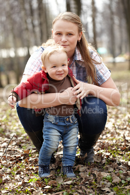 Young mother and son