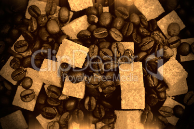 Coffee beans sepia