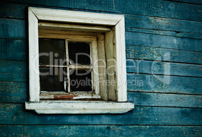 Blue wooden wall, window