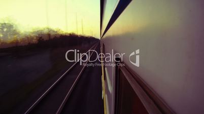 Travelling by passenger train timelapse (view from the train window)