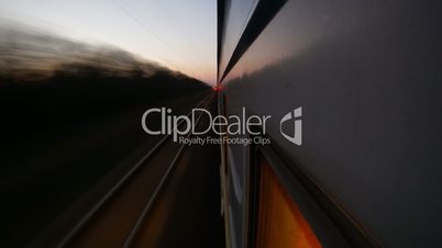 Travelling by passenger train timelapse (view from the train window)