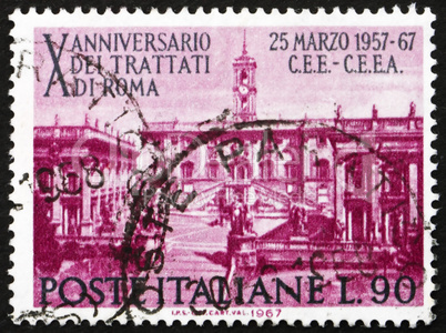 Postage stamp Italy 1967 shows Seat of Parliament on Capitoline