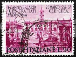 Postage stamp Italy 1967 shows Seat of Parliament on Capitoline