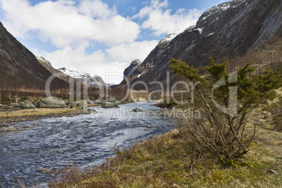 rural valley with riveron norway