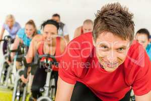 Indoor bicycle cycling in gym