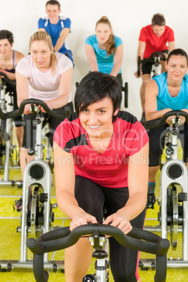 Spinning class sport people exercise at gym