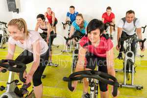 Spinning class people at the fitness center