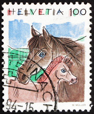 Postage stamp Switzerland 1993 Horses, Equus Ferus Caballus, Ani