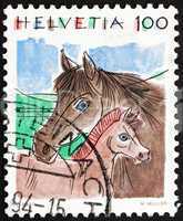 Postage stamp Switzerland 1993 Horses, Equus Ferus Caballus, Ani