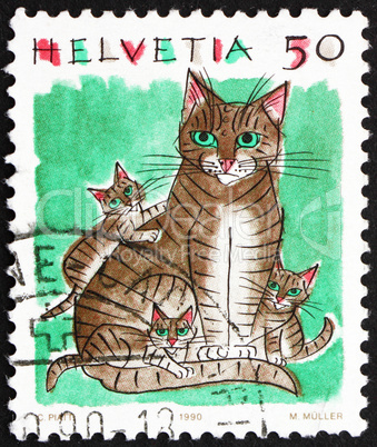 Postage stamp Switzerland 1990 House Cats, Felis Catus, Animal