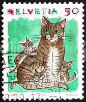 Postage stamp Switzerland 1990 House Cats, Felis Catus, Animal