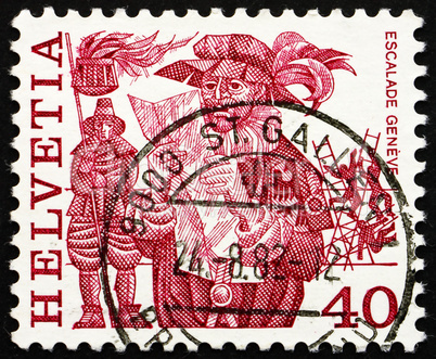 Postage stamp Switzerland 1979 Herald Reading Proclamation, Esca