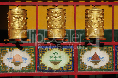 Tibetan prayer wheels