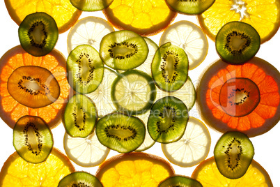 Bunter Hintergrund aus verschiedenen Fruchtscheiben