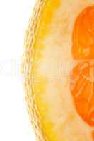 Extrem Makro einer achtel Orangenscheibe