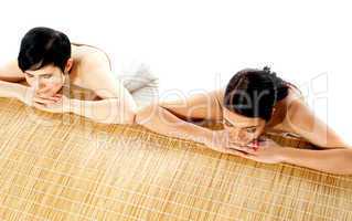 Portrait of young beautiful women in spa environment