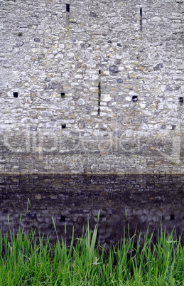 Trim castle wall and moat.