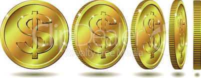 golden coin with dollar sign