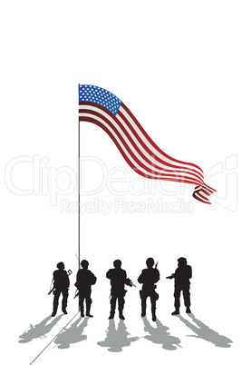 Five soldiers silhouette