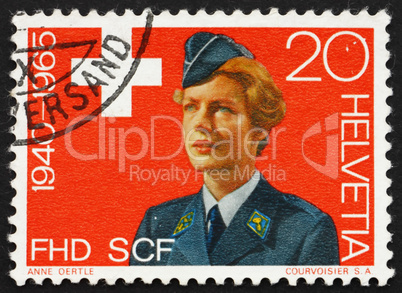 Postage stamp Switzerland 1965 Women?s Army Auxiliary