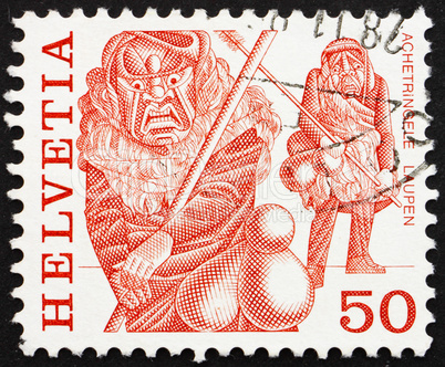 Postage stamp Switzerland 1977 Masked Men, Achetringelen Laupen