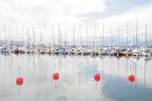 Yachts and boats in marina of Ouchi, Switzerland