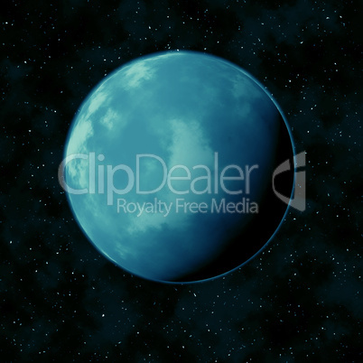 Blue planet in the star sky