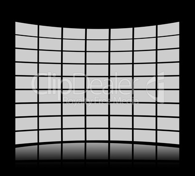 Grey screens forming a panel