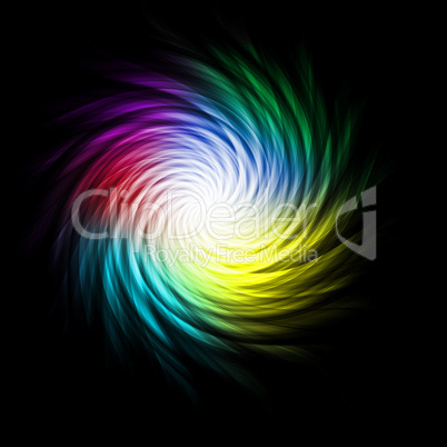 Bright multicolored curves making a spiral