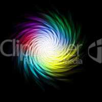 Bright multicolored curves making a spiral