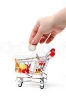 Shopping Cart with Hand and Coin